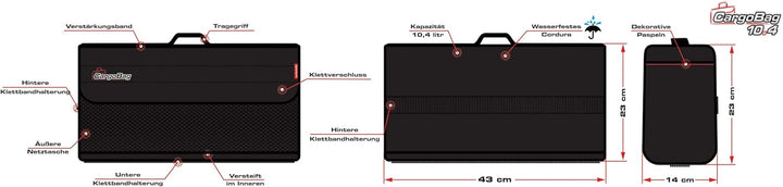 Cargo Bag Auto Organizer Universal Wasserdicht Cordura Einfache Klettbefestigung Ordnung im Auto Kom