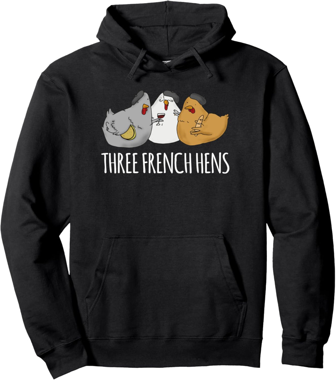 Niedliches Weihnachtslied mit drei französischen Hennen Pullover Hoodie