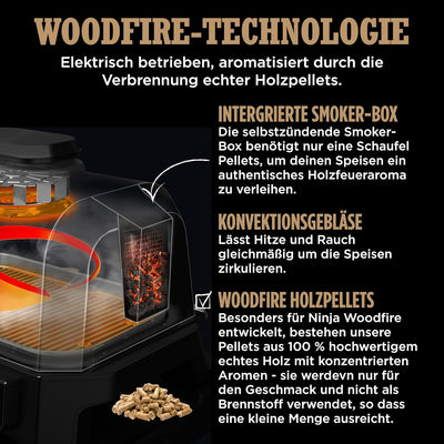 Ninja Woodfire Pro Connect XL Elektrischer BBQ Smoker Grill, App-Steuerung, digitaler Temperaturfühl