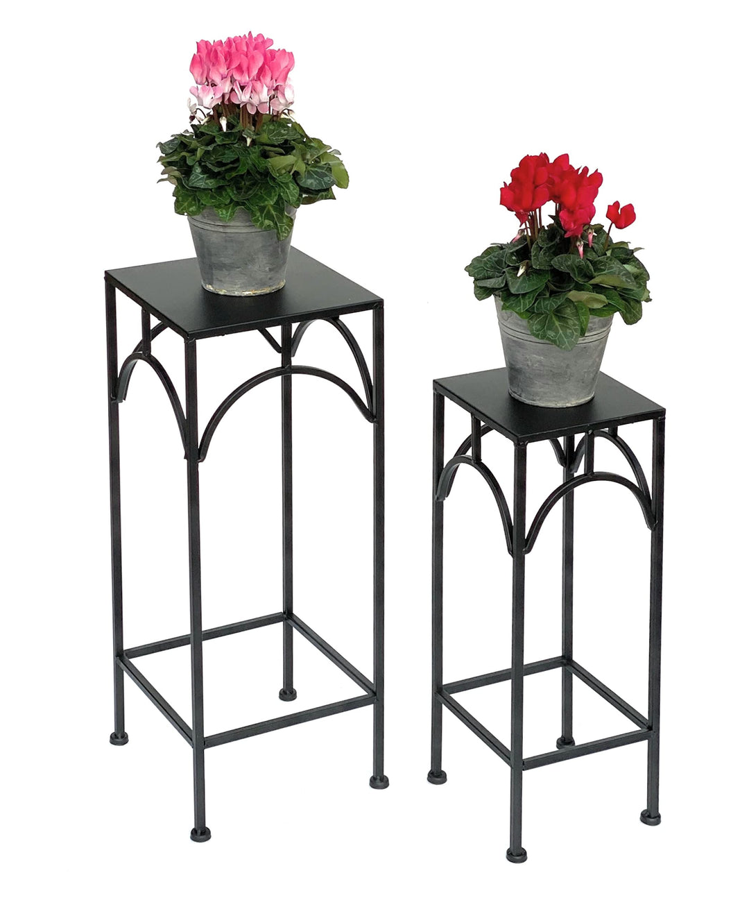 DanDiBo Blumenhocker Metall Schwarz Eckig Blumenständer 96132 2er Set Beistelltisch Blumensäule Mode
