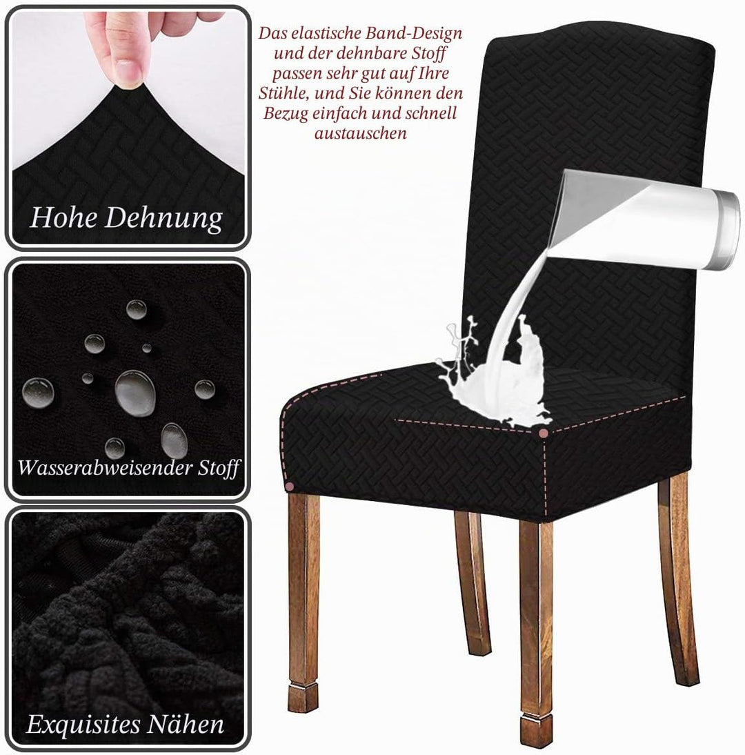 KELUINA Stretch wasserdichte Jacquard mit langem Gitter Esszimmer Stuhlhussen Home Decor, Stuhlhusse