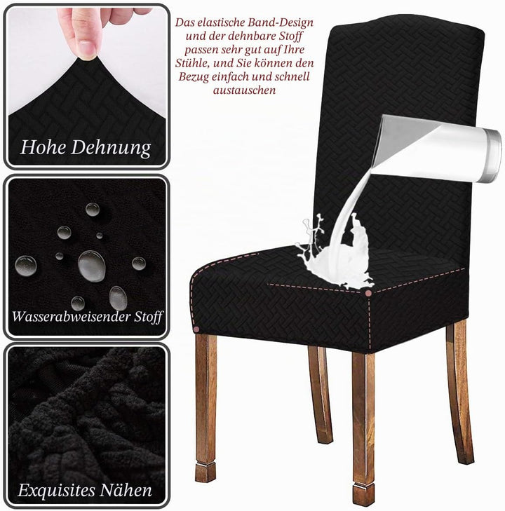 KELUINA Stretch wasserdichte Jacquard mit langem Gitter Esszimmer Stuhlhussen Home Decor, Stuhlhusse