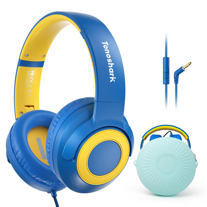 TONOSHARK Kinderkopfhörer mit Kabel Klappbar, mit Mikrofon, Kopfhörer Kinder Gehörschutz auf 85/94 d