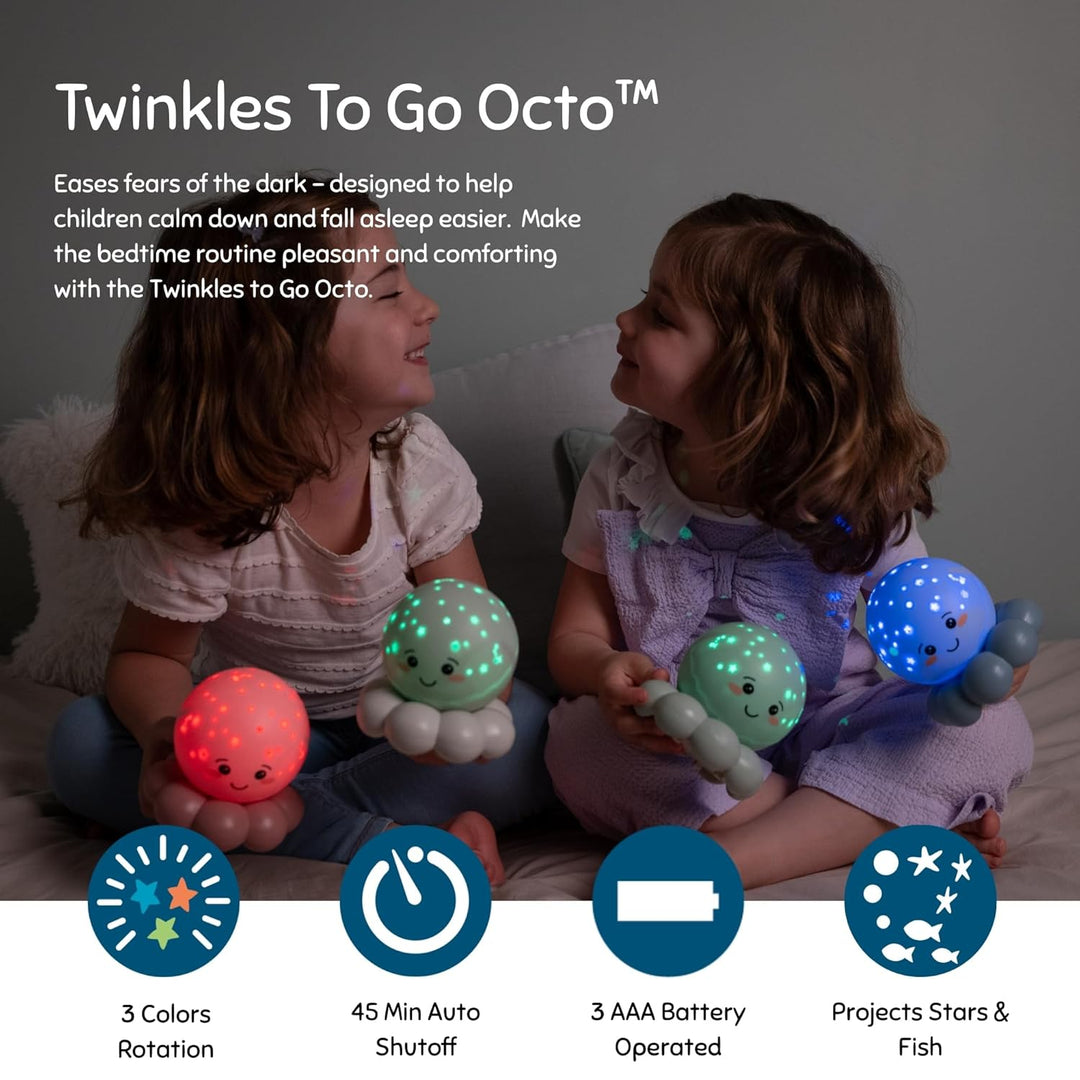 Cloud b Twinkles To Go Octo Pastell Grau | Tragbarer Stern- & Fisch-Nachtlichtprojektor für Kinder |