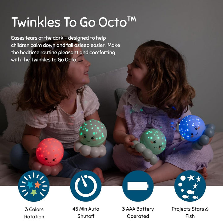 Cloud b Twinkles To Go Octo Pastell Grau | Tragbarer Stern- & Fisch-Nachtlichtprojektor für Kinder |