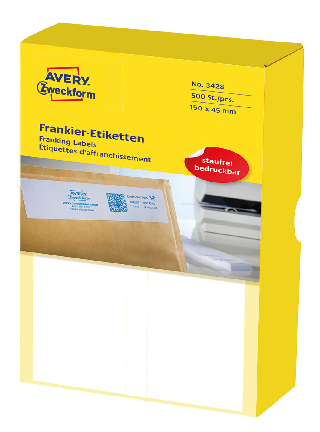 AVERY Zweckform 3428 Frankier-Etiketten (für Frama, Papier matt, 150 x 50 mm) 500 Stück weiss