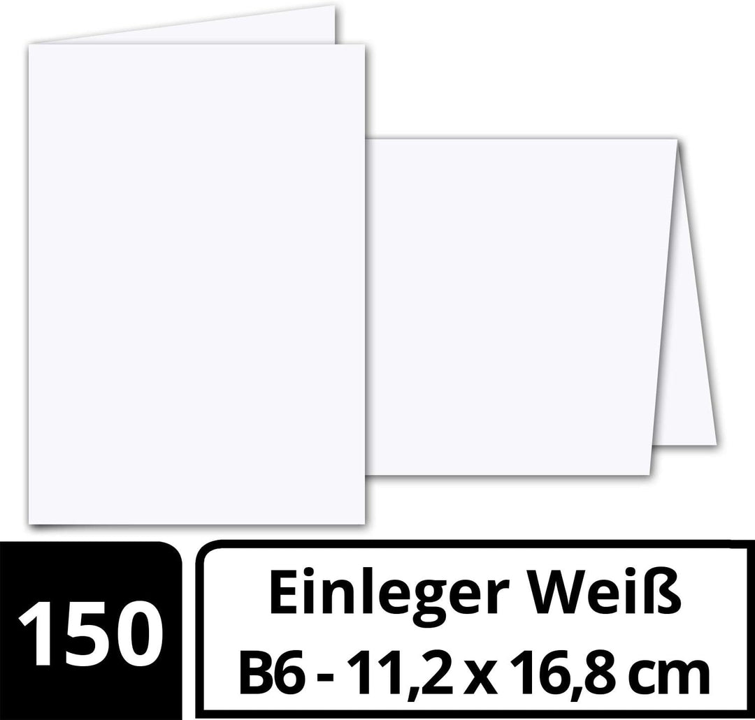 150x faltbares Einlege-Papier für B6 Doppelkarten - hochweiss - 168 x 224 mm (112 x 168 mm gefaltet)