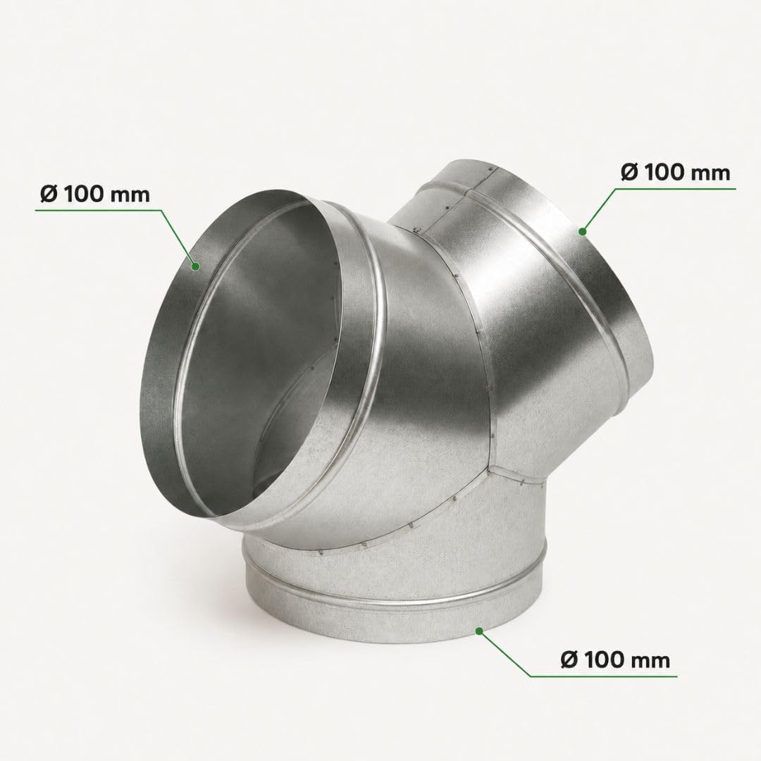 Weedness Y-Stück 100 mm Metall Rohr für Grow Abluft - Rohrlüfter Lüfter Aktivkohlefilter Ablauftschl