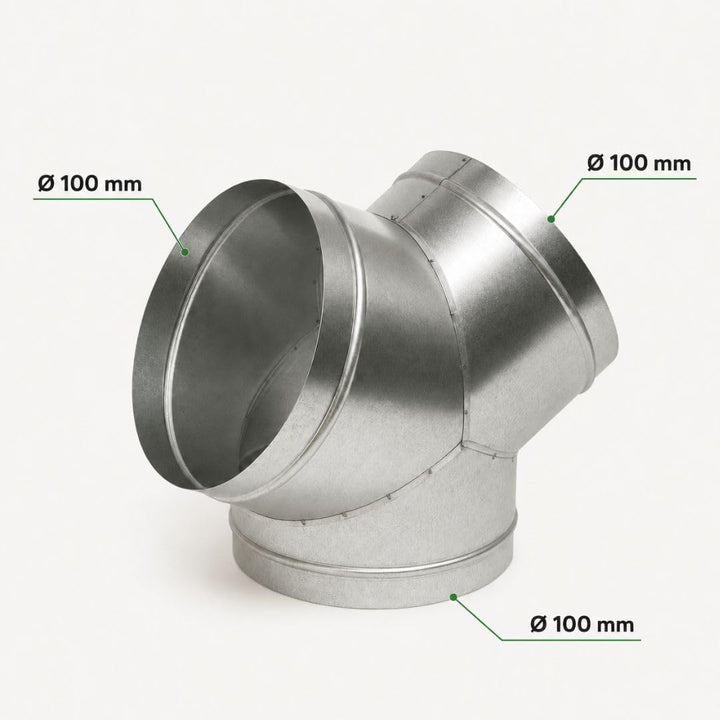 Weedness Y-Stück 100 mm Metall Rohr für Grow Abluft - Rohrlüfter Lüfter Aktivkohlefilter Ablauftschl