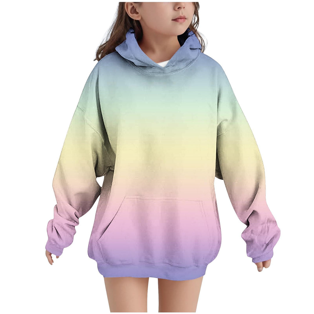 Hoodie Mädchen Oversize Kapuzenpullover Farbverlauf Mode Sweatshirt Casual Pullover mit Kapuze Tasch
