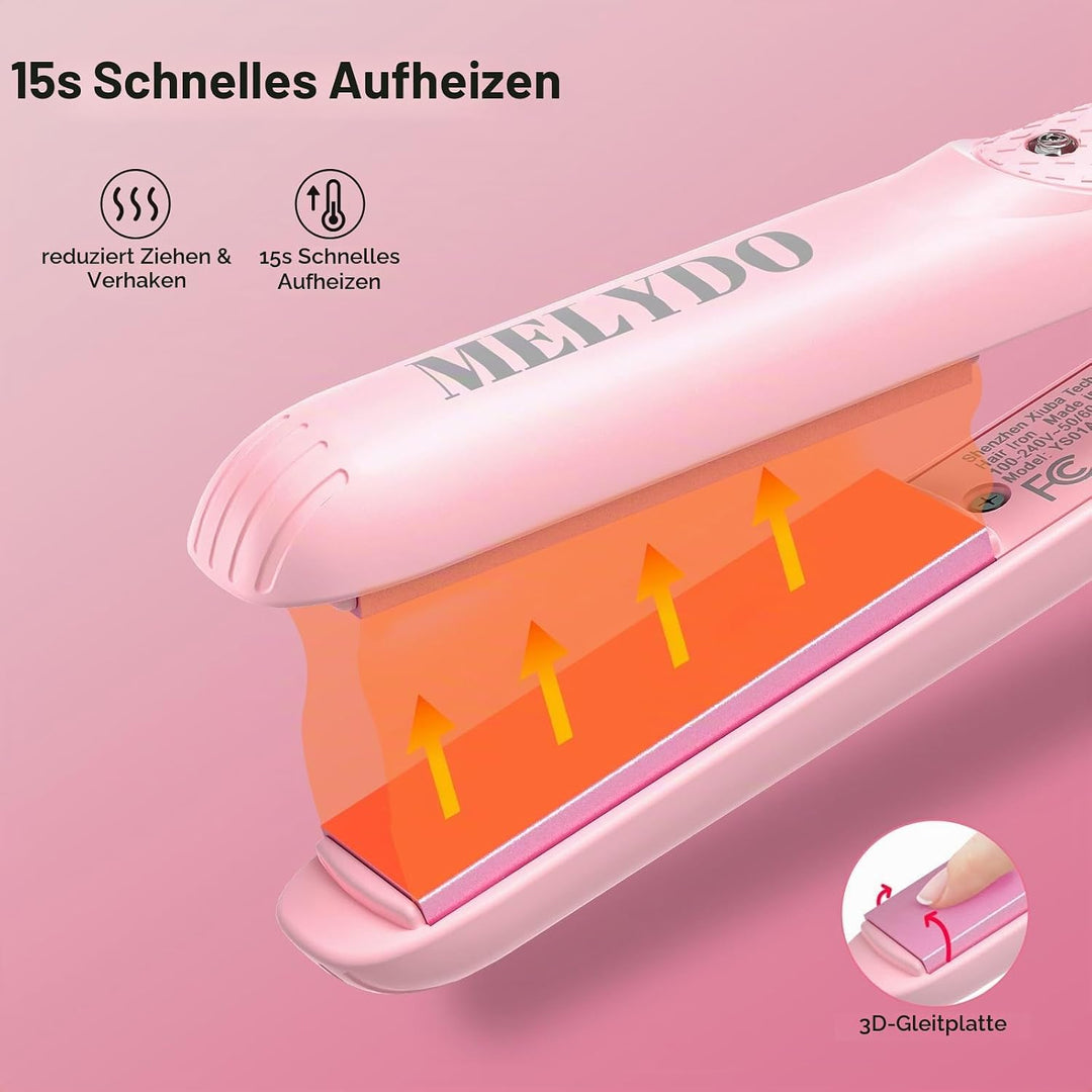 MELYDO Glätteisen Mini für kurzes Haar, Reise Glätteisen, Kleins Glätteisen, Haarglätter Mini 210 °C