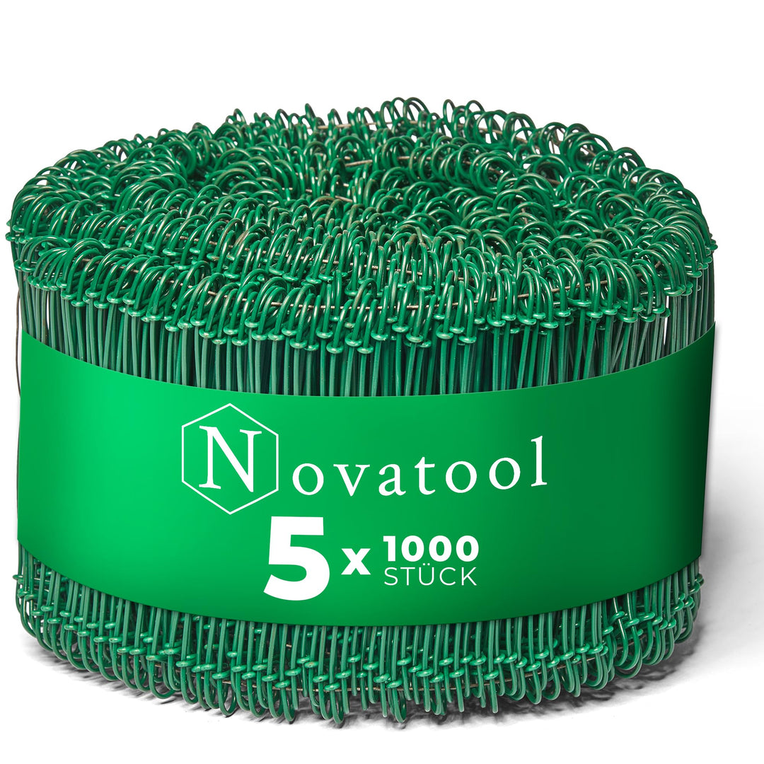 Novatool 5.000 Stück Rödeldraht mit Ösen 1,4 x 140mm Bindedraht Grün ummantelt, rostfreier &amp; langleb