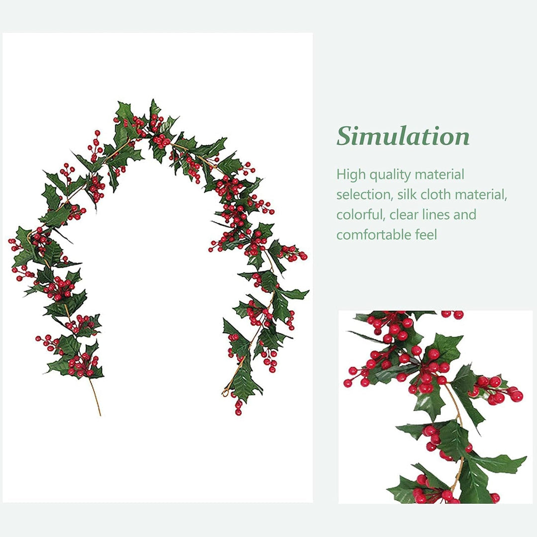 TIAVNTD Weihnachtsgirlande,rote Beerengirlande,170 cm,künstliche Stechpalme und Beeren,Weihnachtsgir