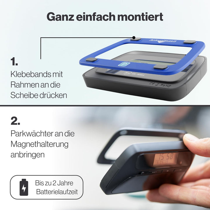 Parkwächter V0 Digitale Parkscheibe mit 2 Scheibenadapter, entspricht der Strassenverkehrsordung, el