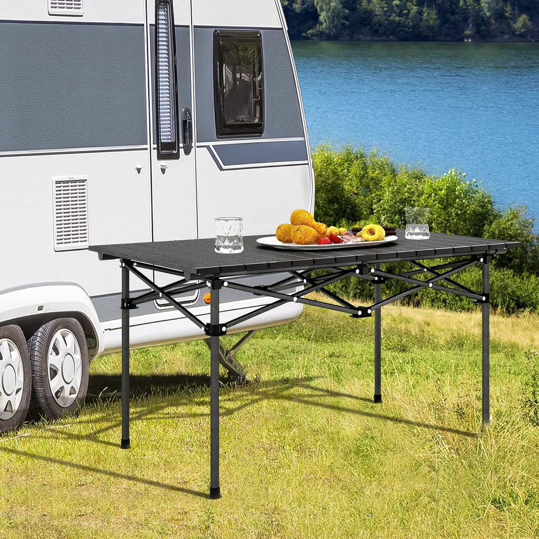 GYMAX Campingtisch Klapptisch Faltbar 95 x 55 x 50 cm Gartentisch Balkontisch Klappbar inkl. Trageta