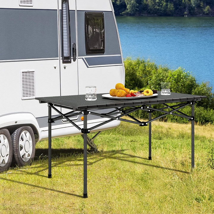 GYMAX Campingtisch Klapptisch Faltbar 95 x 55 x 50 cm Gartentisch Balkontisch Klappbar inkl. Trageta