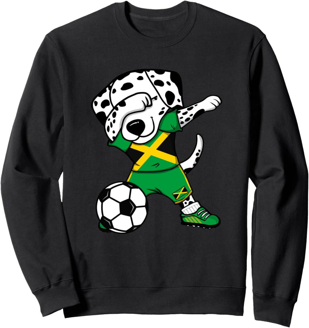 Dabbing Dalmatiner Jamaika Fussball Jamaikanische Flagge Sweatshirt