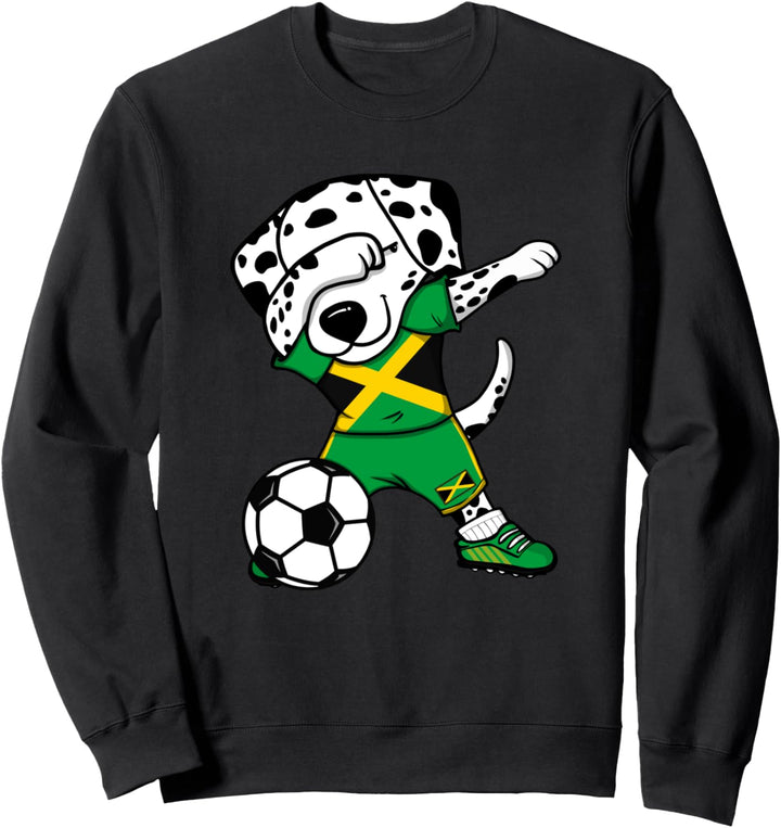 Dabbing Dalmatiner Jamaika Fussball Jamaikanische Flagge Sweatshirt
