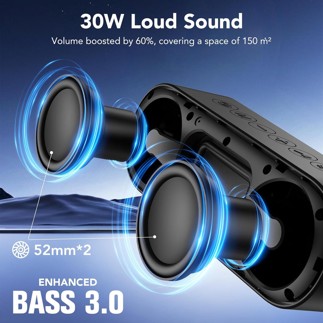 IKT Bluetooth Lautsprecher mit Licht,30W Duale Bass-Treiber,30H Stunden Akkulaufzeit,Bluetooth 5.4,I