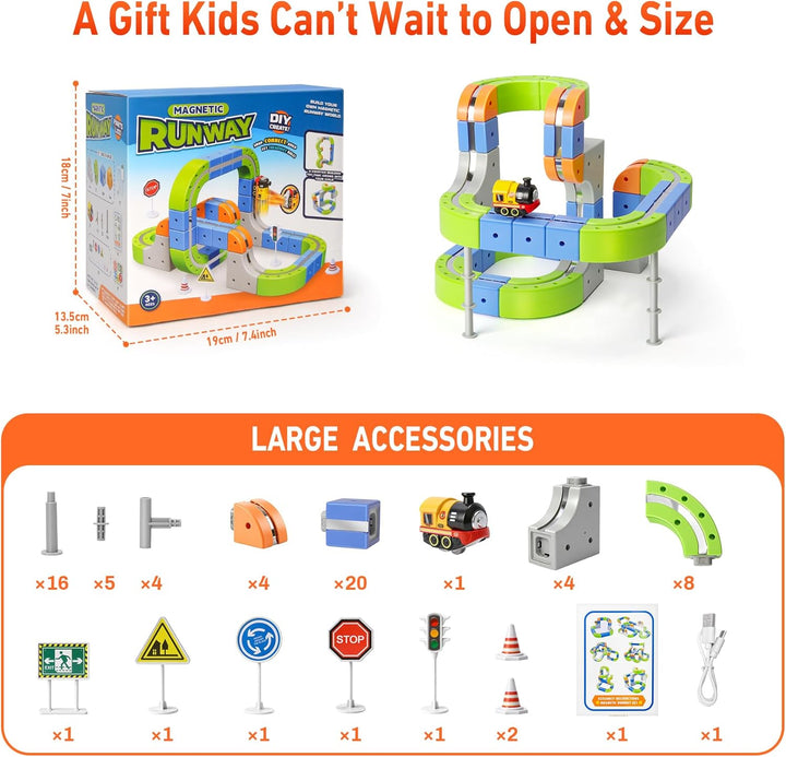 Magnetic Train Set for Kids Ages 3-8 Anti-Gravity Floating Tracks, STEM Toy - Build Your Own Race Tr