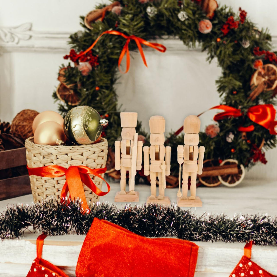 MAGICLULU 3 Stück Weihnachts-Nussknacker Aus Holz Unvollendet Nussknacker Aus Holz Zum Bemalen Unbem
