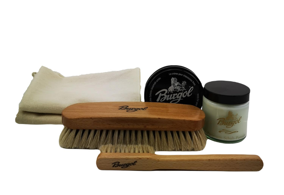Burgol Schuhpflegeset Schuhpomade und Schuhwachs als Reiseset für Unterwegs