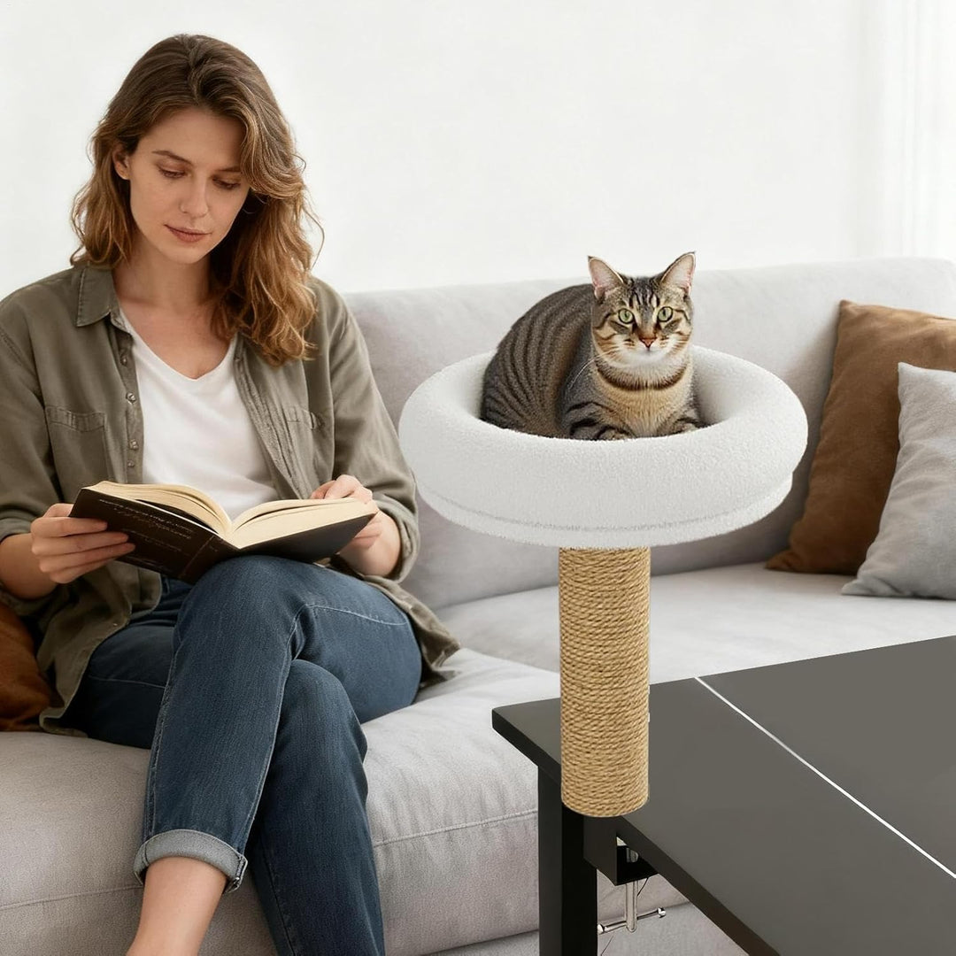 Katzen Schreibtisch Bett - 360° Drehbar Kratzfest - rutschfest Kätzchen Tischnest,Für Fensterbank Wo