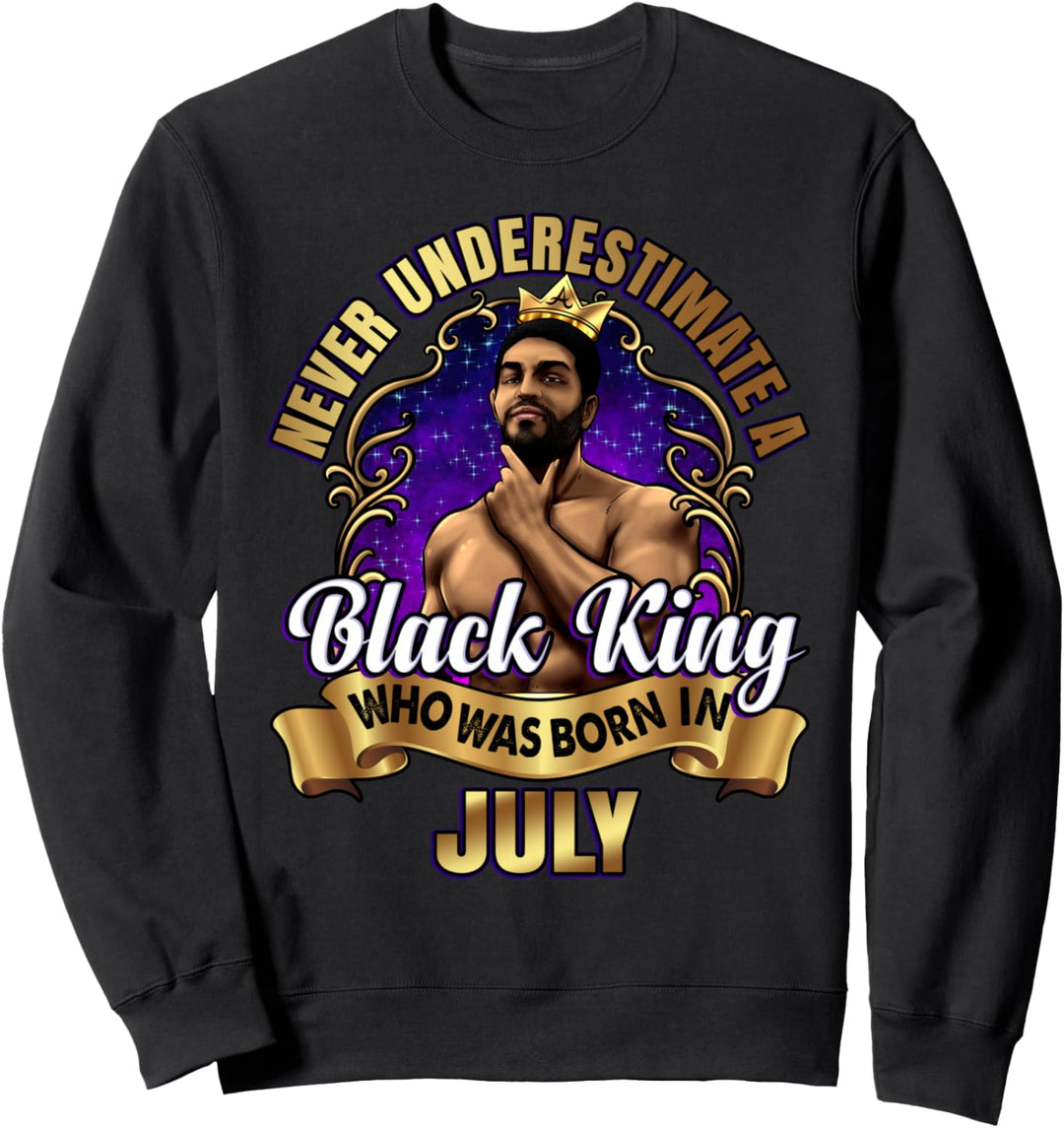 Black King Geburtstag Juli Bart Krone Ehemann Sohn Dad Sweatshirt