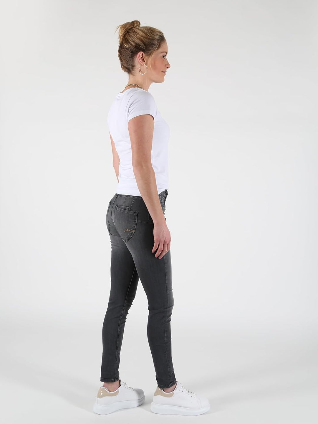 M.O.D. Damen Jeans Ellen - Skinny Fit - Grau - Florencia Grey W25-W34 89% Baumwolle Stretchjeans, Gr