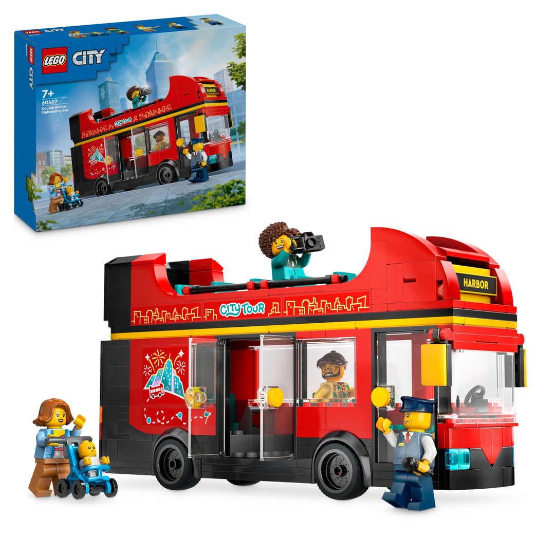 LEGO City Doppeldeckerbus, Doppeldecker Spielzeug-Bus, Fahrzeug-Spielset für Mädchen und Jungen ab 7