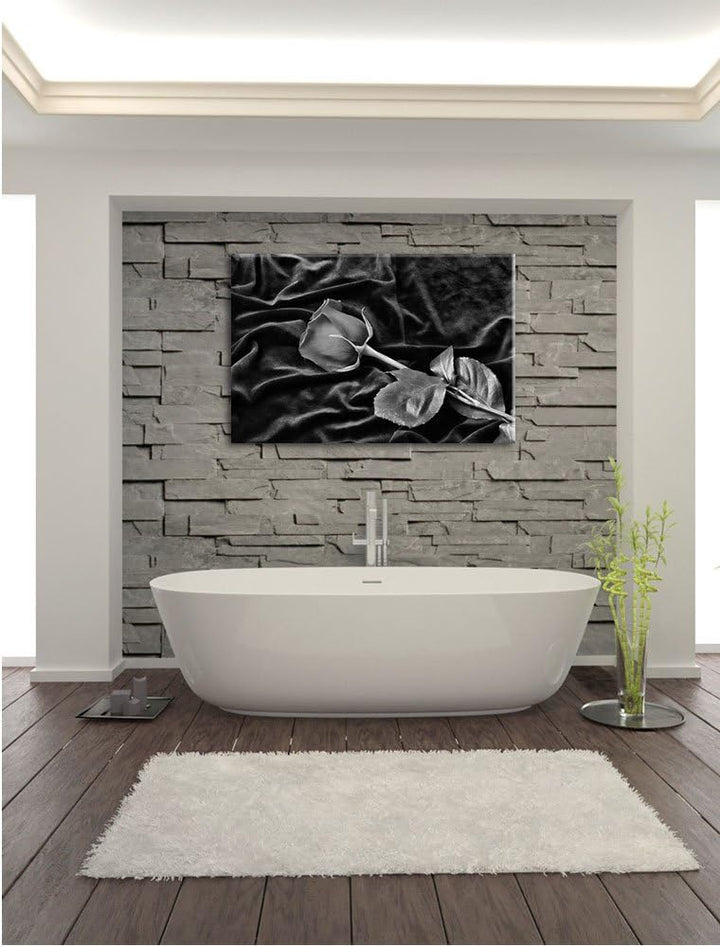 Monocrome, Rose, Format: 100x70 auf Leinwand, XXL riesige Bilder fertig gerahmt mit Keilrahmen, Kuns