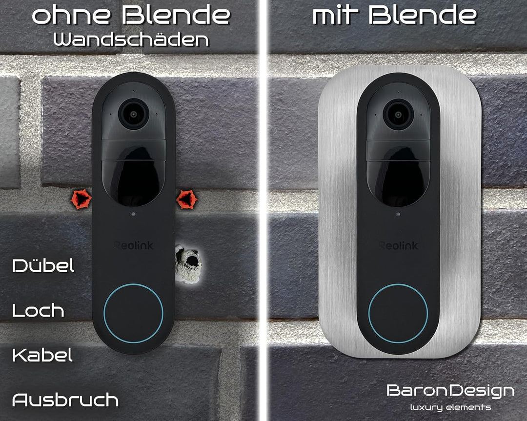Edelstahl Blende | Zubehör für Reolink Video-Türklingel | Battery, 5MP, Ultra HD, 2K, 4MP, WiFi, PoE