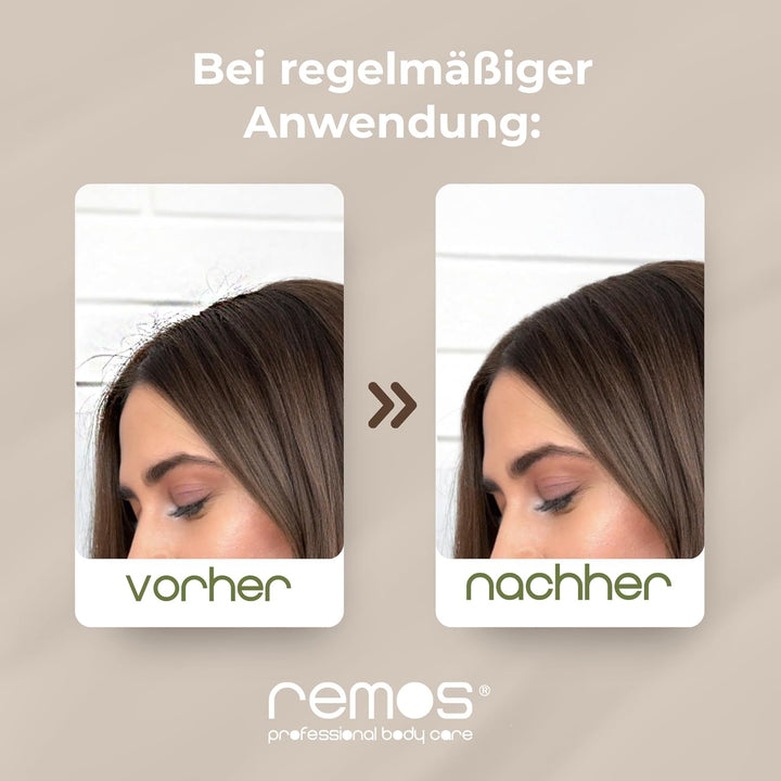 REMOS Natur Haarbürste aus 100% Wildschweinborste mit ergonomischem Griff Rechtshänder Birnbaumholz,