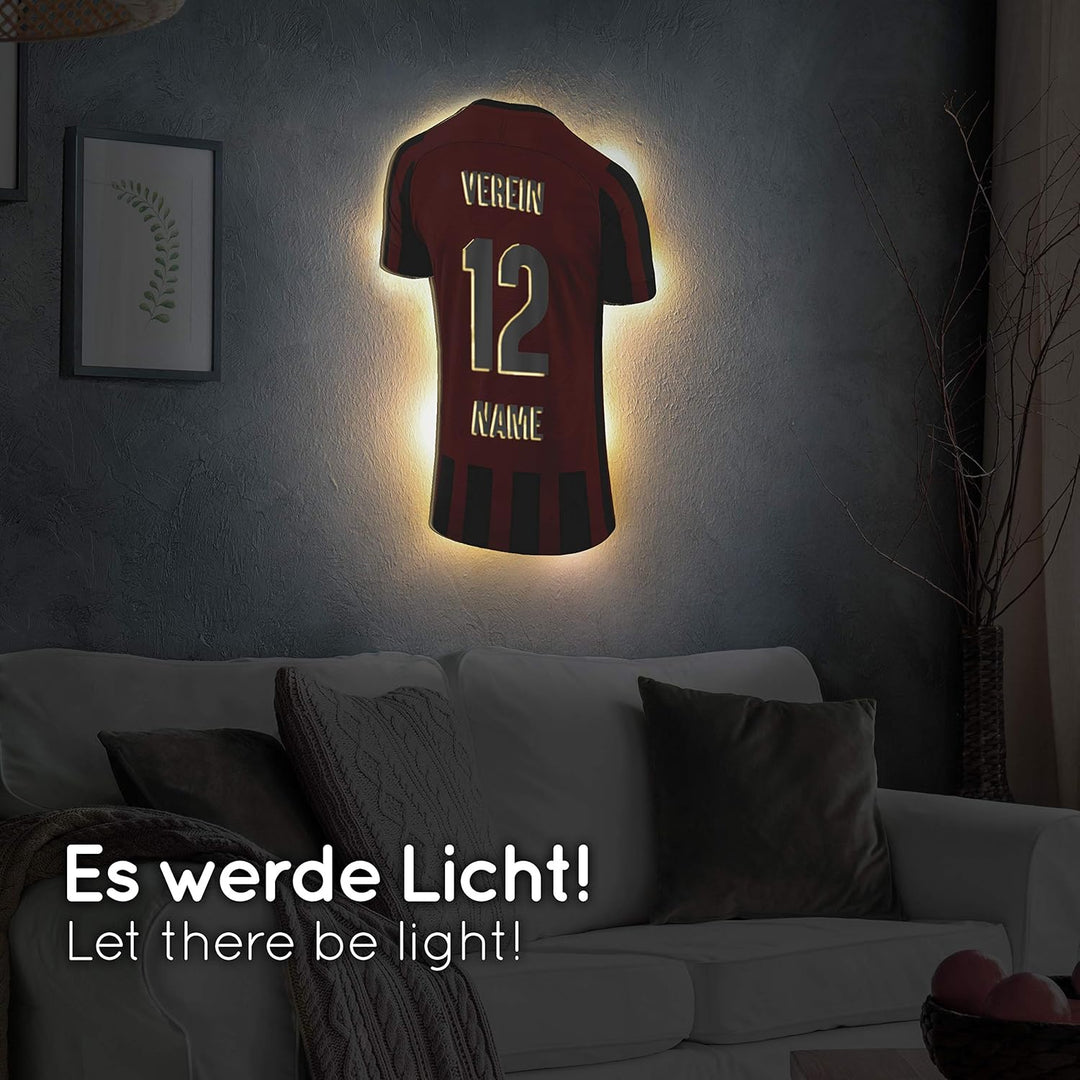 Elbeffekt Trikotlampe für Mailand Fans aus Holz - personalisierbares Geschenk - schenke Dein individ
