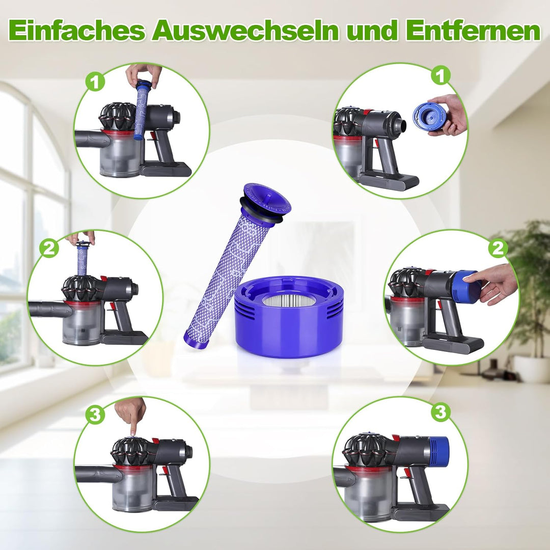Ersatzfilter für Dyson-V7 V8, KNOWOM Ersatzfilter für Dyson, V8, V7, Tier, Absolute Motorhead, 3 HEP