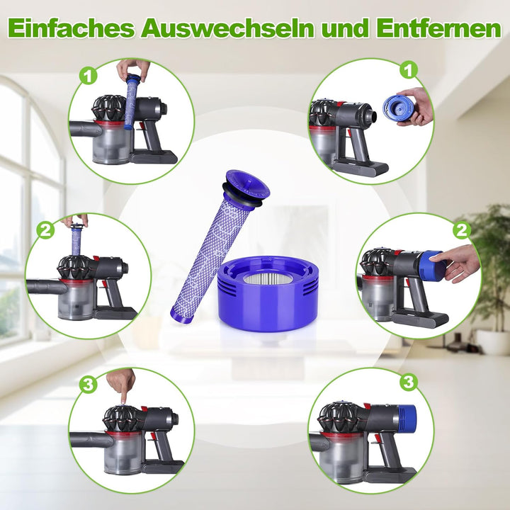 Ersatzfilter für Dyson-V7 V8, KNOWOM Ersatzfilter für Dyson, V8, V7, Tier, Absolute Motorhead, 3 HEP