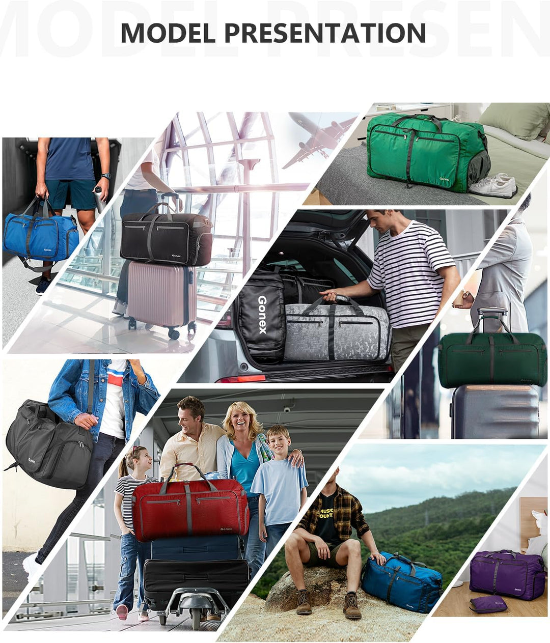 Gonex Faltbares Reisegepäck Leicht 40/60/80/100/150L Grosse Reisetasche Sporttasche für Reise Gym Ur