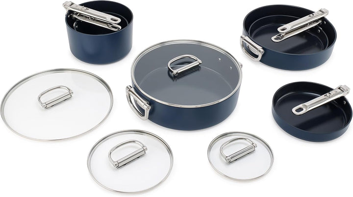 Joseph Joseph Space 6-tlg. Kochgeschirr-Set, Klappbare Edelstahlgriffe, platzsparend, Induktion & Ke