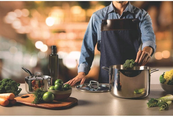 Tramontina GRANO Gemüsetopf, ø 24cm 7,7 Liter, Edelstahl, Induktion, ofenfest Gemüsetopf Ø24 cm, Gem