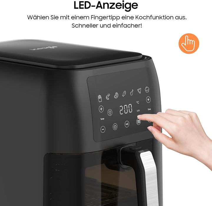 iceagle Heissluftfritteuse XXL Air Fryer 8,5L - Heissluftfritteuse mit Grosses Sichtfenster | Friteu