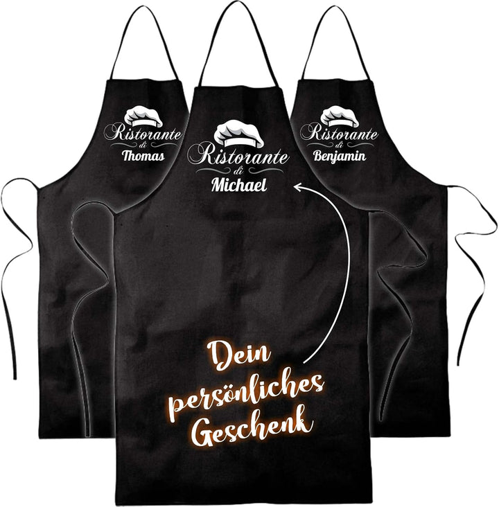 Kochschürze für Männer Ristorante di + Wunschname - als Geschenk Grillschürze oder Küchen Schürze pe