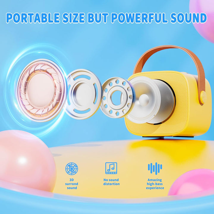 Karaoke Maschine Kinder Mini Karaoke Maschine mit 2 Mikrofonen Bluetooth-Lautsprecher mit LED-Lichte