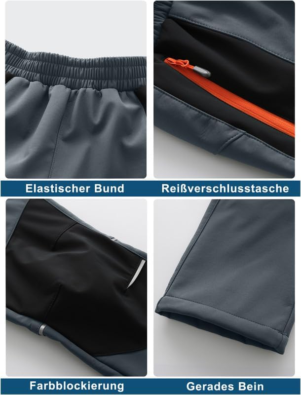 Zzkouine Kinder Softshellhose Schneehose Thermohose Hosen Jungen Mädchen Winterhose Outdoorhose Wand