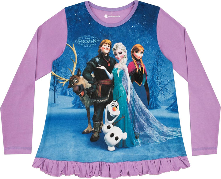 Disney Frozen Schlafanzug | Die Eiskönigin Pyjama Mädchen | Anna ELSA Kristoff Olaf & Sven | Prinzes