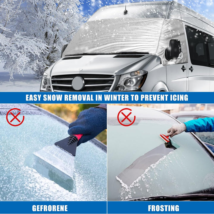 Externe Thermo Scheibenabdeckung passend für Mercedes Sprinter 2019-2023, Luxus Silber Wrap Windschu
