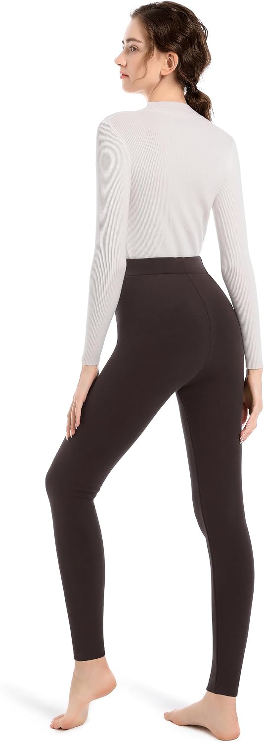 LYRIKER Baumwolle Thermo Leggings mit Taschen, Gefütterte High Waist Damen Winter Leggings mit Fleec