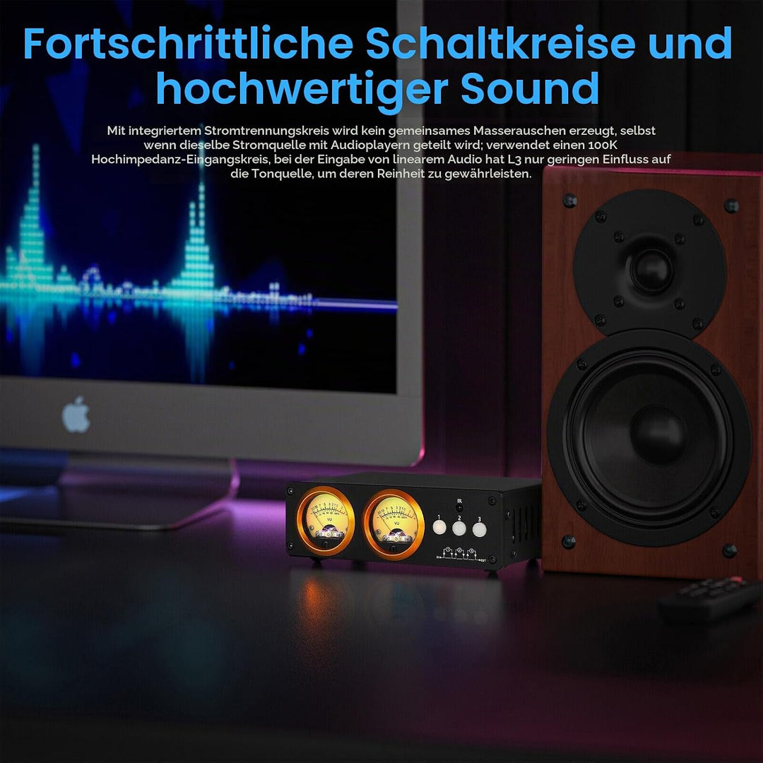 Douk Audio L3 3-Kanal Loop Switcher Audio Selektor Box Duales VU Meter Splitter with IR Remote