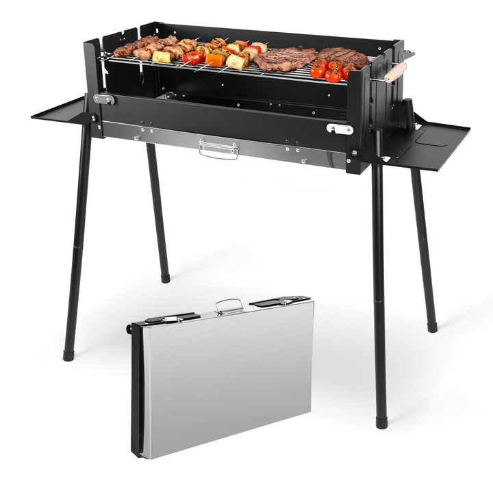 Denmay Grosser Klappgrill tragbarer Camping Grill mit Gestell, Picknickgrill inklusive Grillrost, Ho