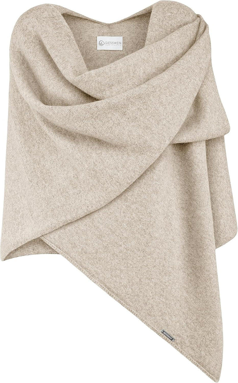GIESSWEIN Merino Lambswool Cape - Eleganter Feinstrick Überwurf aus Lammwolle, Merinowolle Cape für
