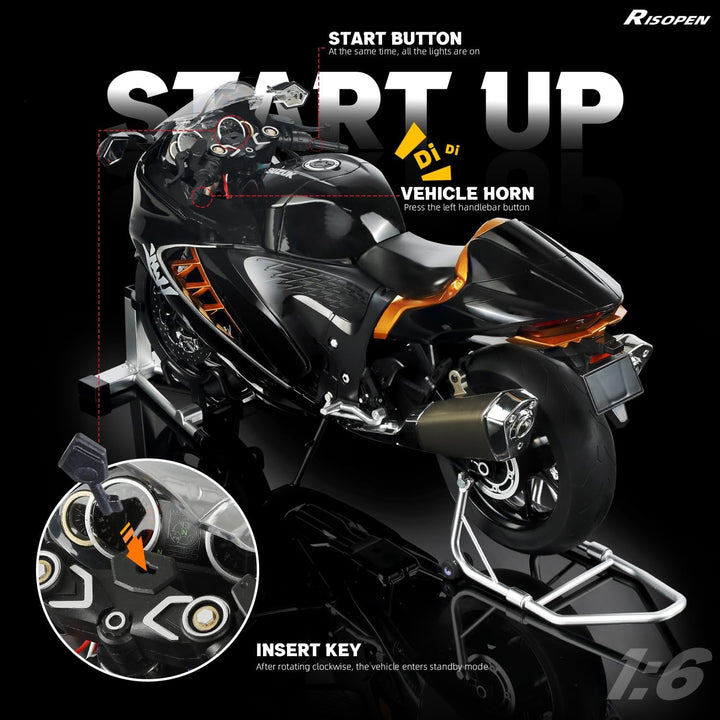 1:6 Motorradmodell Mj057-schwarz, Mj057-schwarz